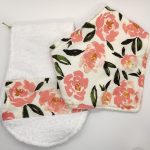 terry cloth bib and burp cloth with floral accents